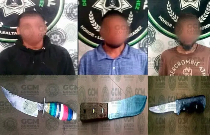 Con cuchillos, atrapan a tres malvivientes