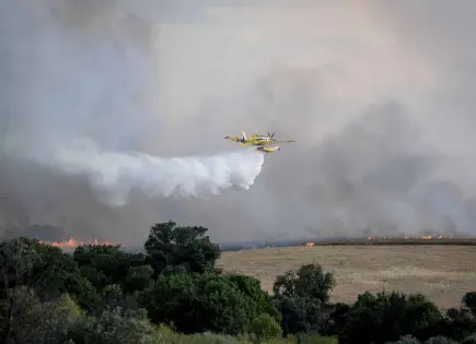Un incendio forestal descontrolado envía una nube de humo sobre la ciudad