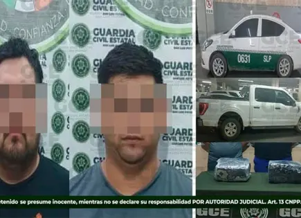 Capturan a sujetos con ladrillos de marihuana