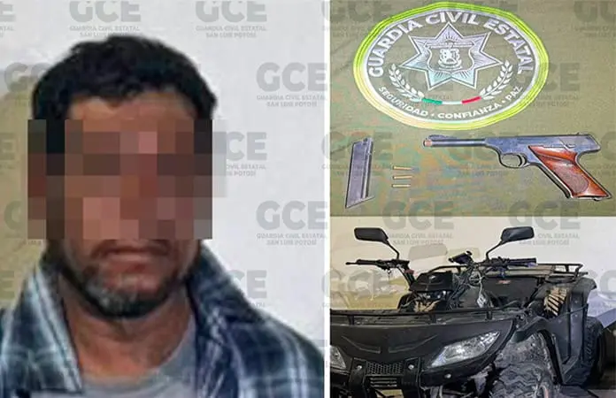Sujeto armado viajaba en cuatrimoto