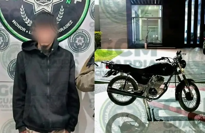 Detenido por conducir moto robada.