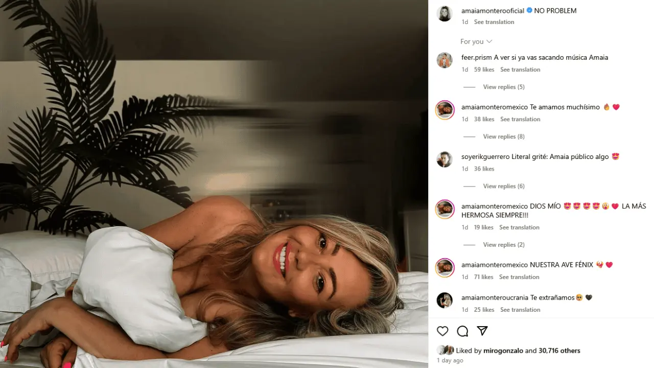 Amaia Montero sonríe en su nuevo post