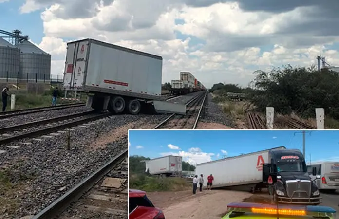 Tren parte en dos a tráiler en la Zona Industrial
