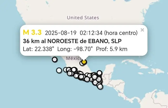 Temblor afecta a Valles y Ébano