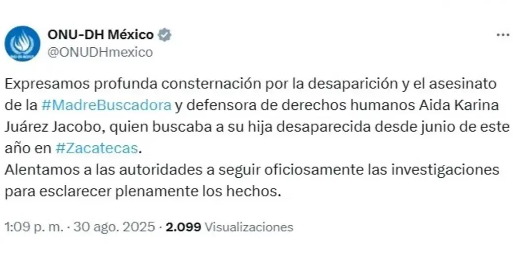 Condena ONU asesinato de buscadora que habría sido hallada en SLP