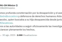 Condena ONU asesinato de buscadora que habría sido hallada en SLP