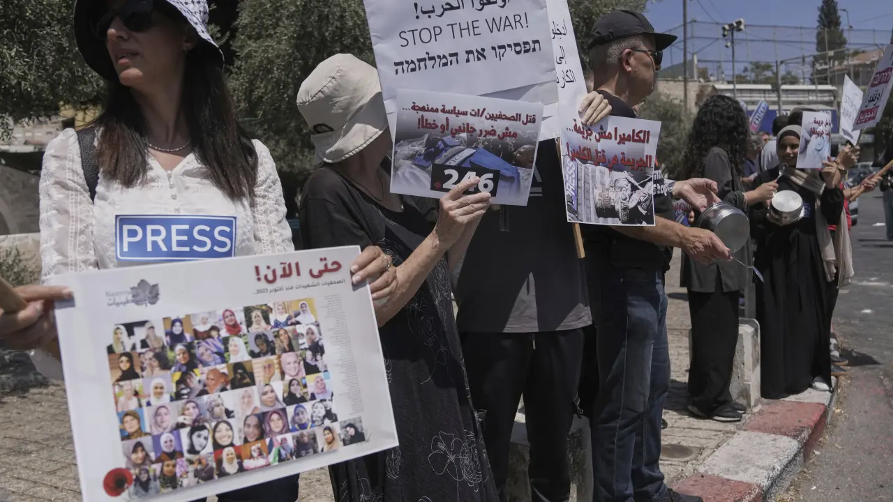 Periodistas en Gaza protestan por la paz