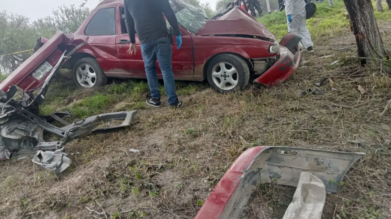 El auto terminó destrozado contra un árbol.