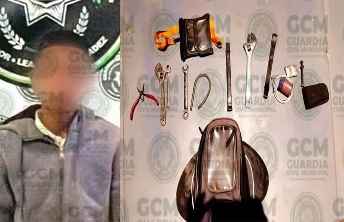 Vándalo robaba herramienta en un accidente