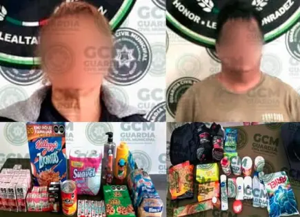 Sorprenden a dos farderos en Bodega Aurrerá Sorprenden a dos farderos en Bodega Aurrerá