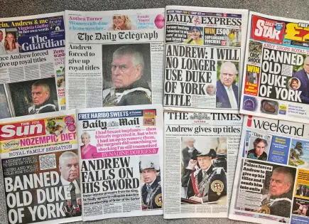 El príncipe Andrés es despojado de sus títulos tras escándalo