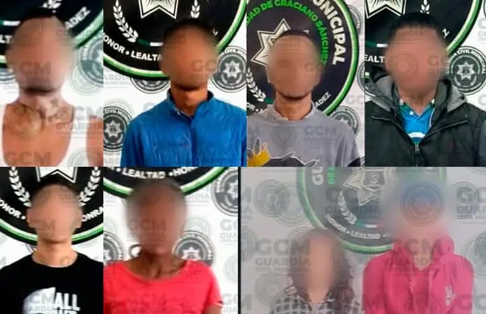 Arrestan a ocho personas con dosis de cristal