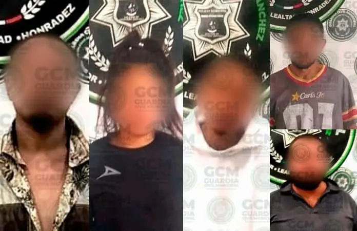 Con cristal, sorprenden a cinco malvivientes