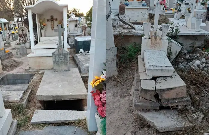 Tumbas del panteón Hidalgo, abandonadas