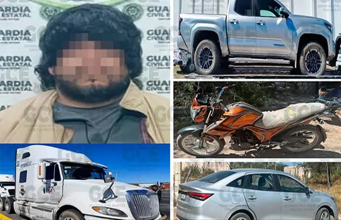 Aseguran cuatro vehículos hurtados, hay un detenido