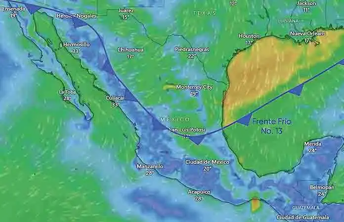 Estados, en alerta por el frente frío 13