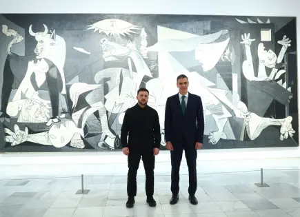 El presidente de Ucrania se conecta con Guernica de Picasso en España