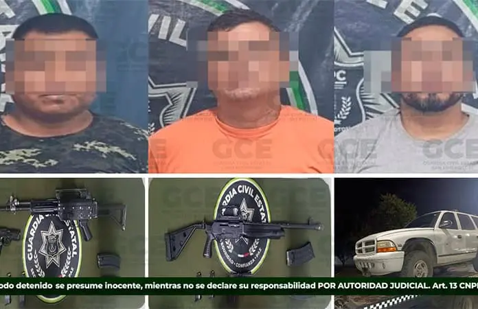 Capturan a tres hombres armados 