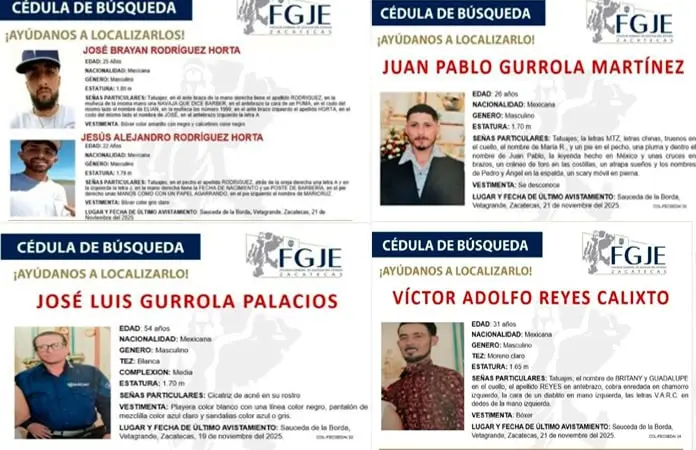 Indagan si cuerpos son de jóvenes desaparecidos en Zac.