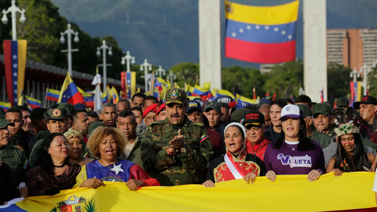 Marcha Antiimperialista en Caracas: Seguidores de Maduro Apoyan Gestas Independentistas