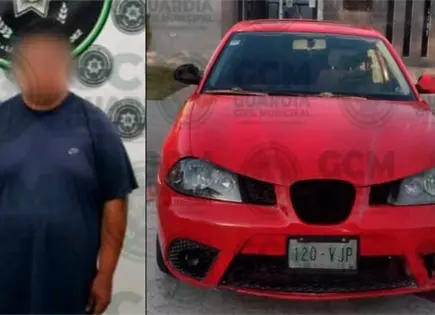 Con carro robado, cae individuo