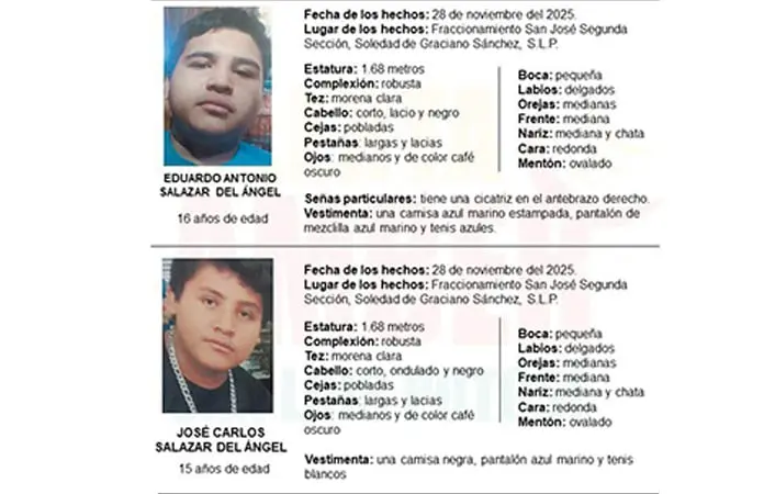 Buscan a dos hermanos desaparecidos en Fracc. San José Segunda Sección