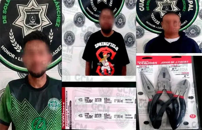 Por robo, atrapan a tres individuos en Soledad