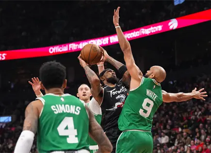 Celtics derrotan a Raptors en un emocionante encuentro de baloncesto