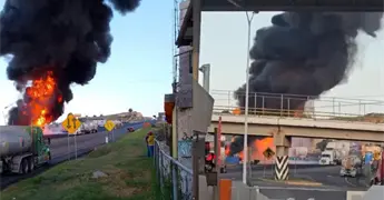 Explosión de pipa provoca cierre total de la autopista México–Tuxpan