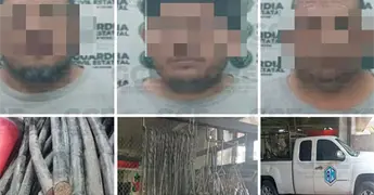 Descubren a ladrones robando cable telef&oacute;nico