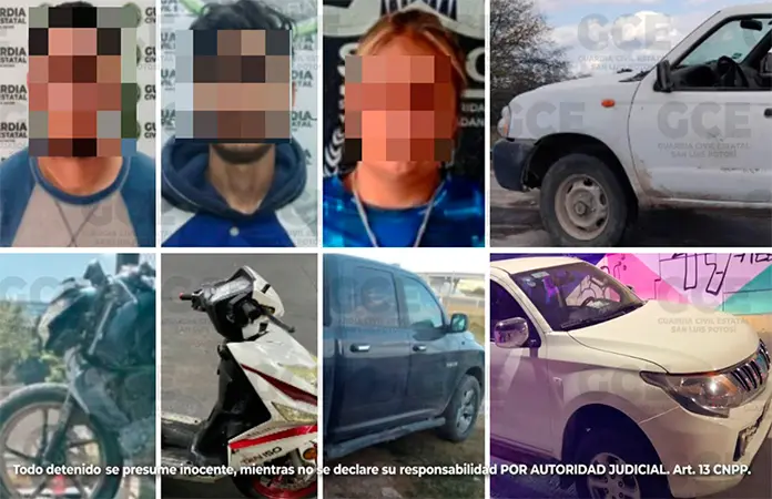 Detienen a 3 con vehículos robados
