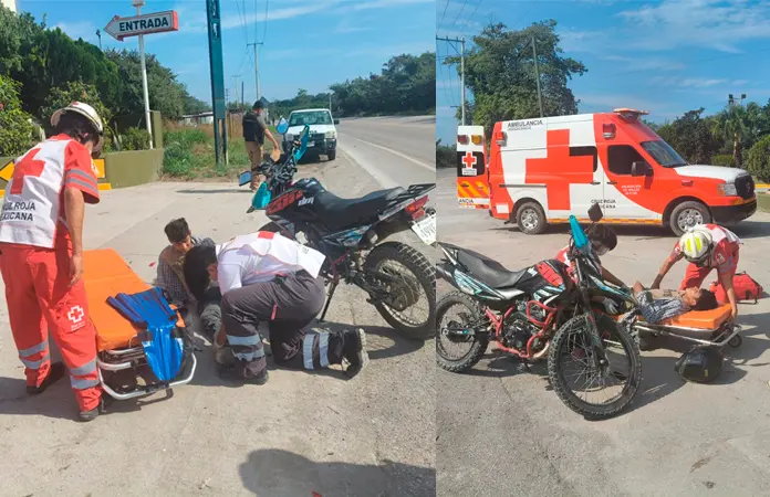 Joven se fractura pierna al caer de moto