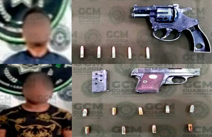 Detectan a dos pistoleros causando escándalo
