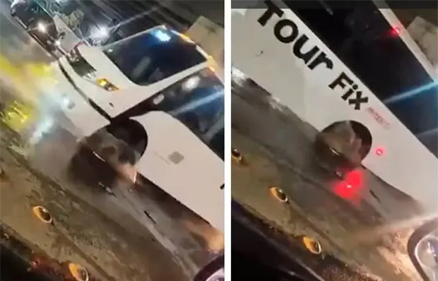 Bache con aguas negras causa da&ntilde;os a veh&iacute;culos