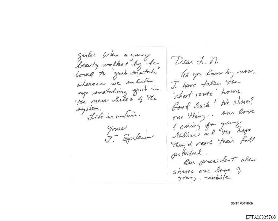 FBI desmiente autenticidad de carta falsa atribuida a Epstein y Trump