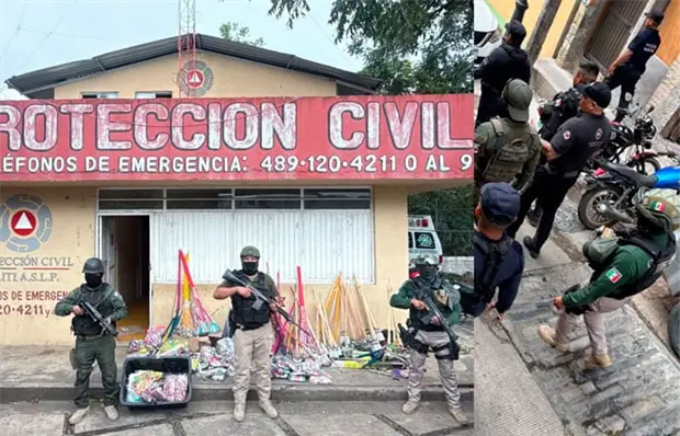 Decomisan 50 kilos de pirotecnia en Xilitla