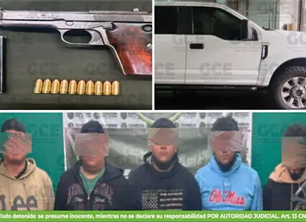 Aseguran arma de fuego y encarcelan a 5 individuos