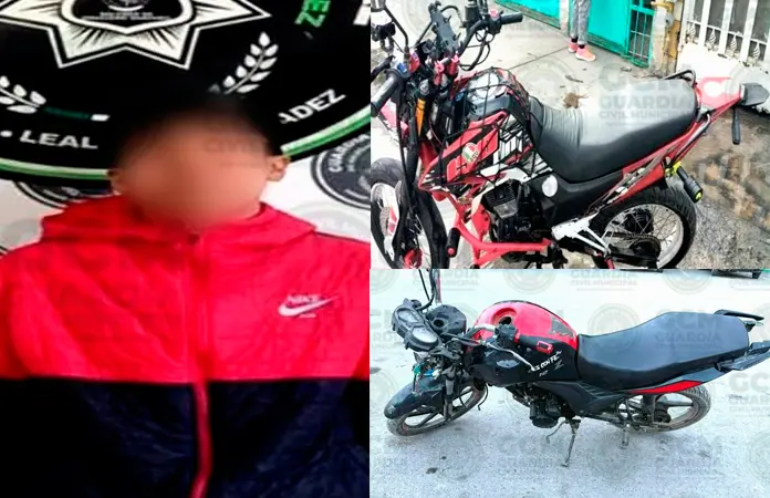 Detenido por manejar a exceso de velocidad en motocicleta robada
