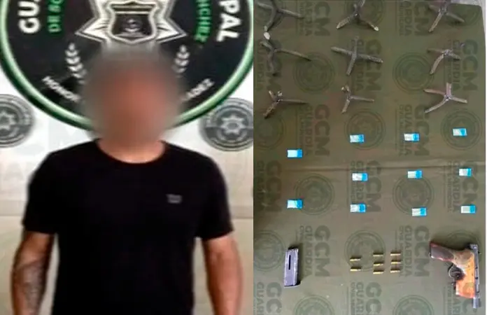 Cae sujeto con arma de fuego y dosis de "cristal"