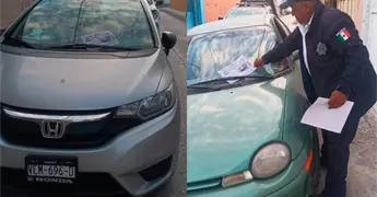 Multar&aacute;n  a los veh&iacute;culos estacionados en banqueta