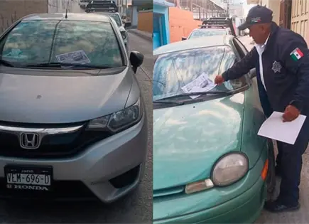 Multar&aacute;n  a los veh&iacute;culos estacionados en banqueta