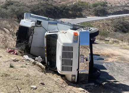 Saquean carga de pollos tras volcadura en carretera 80
