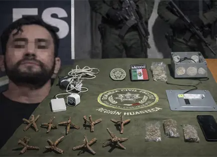 Detienen a presunto "halc&oacute;n" con ponchallantas en la Huasteca