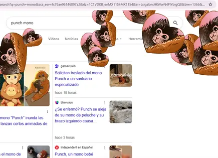 Esto pasa si buscas Punch the monkey en Google