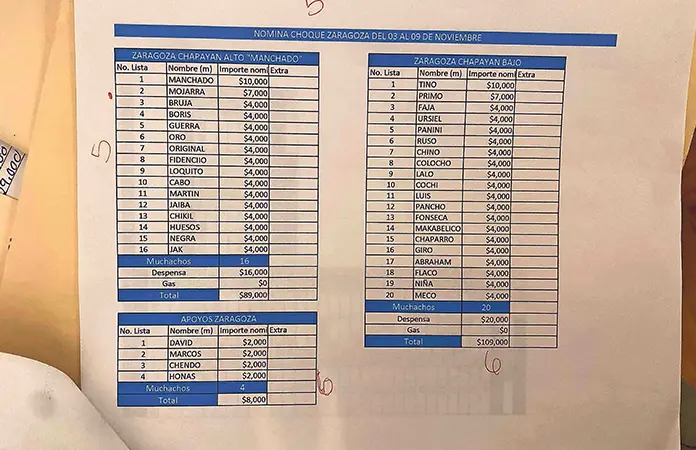 Hay GN, policías y "halcones", en la narconómina