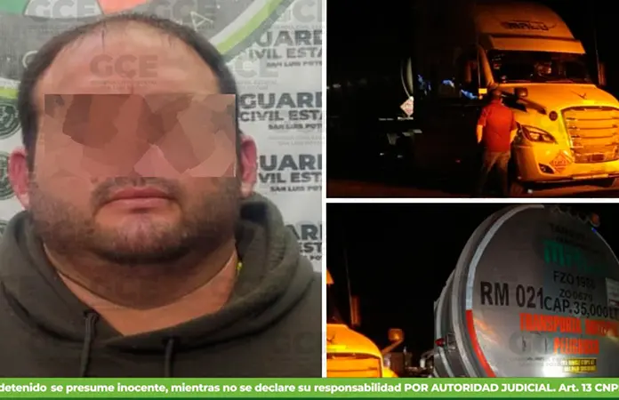 Detienen a trailero por tráfico de combustible