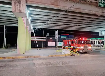 Rescatan bomberos felino atrapado en un puente