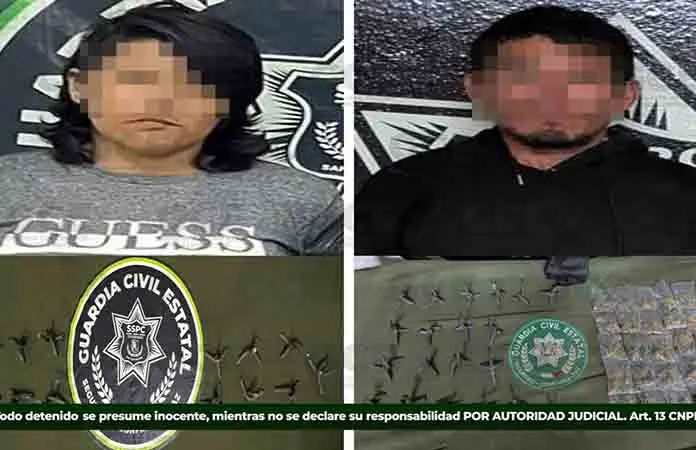 Detienen a dos con "mota" y ponchallantas