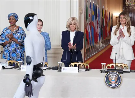 Melania Trump y robot humanoide en la Casa Blanca