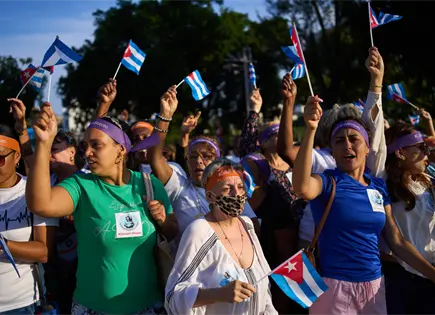 Mujeres cubanas protestan en La Habana contra sanciones de EEUU Mujeres cubanas protestan en La Habana contra sanciones de EEUU